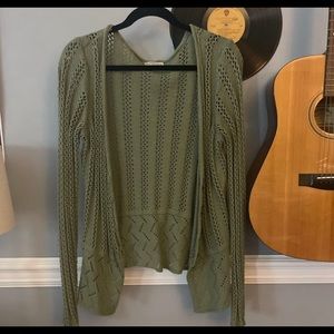 Sage green crochet cardigan